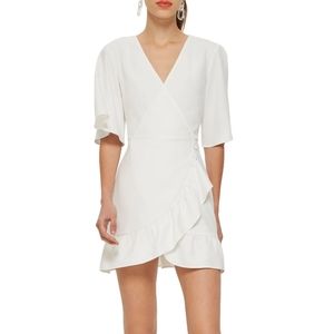 Topshop Ruffle White Mini Dress